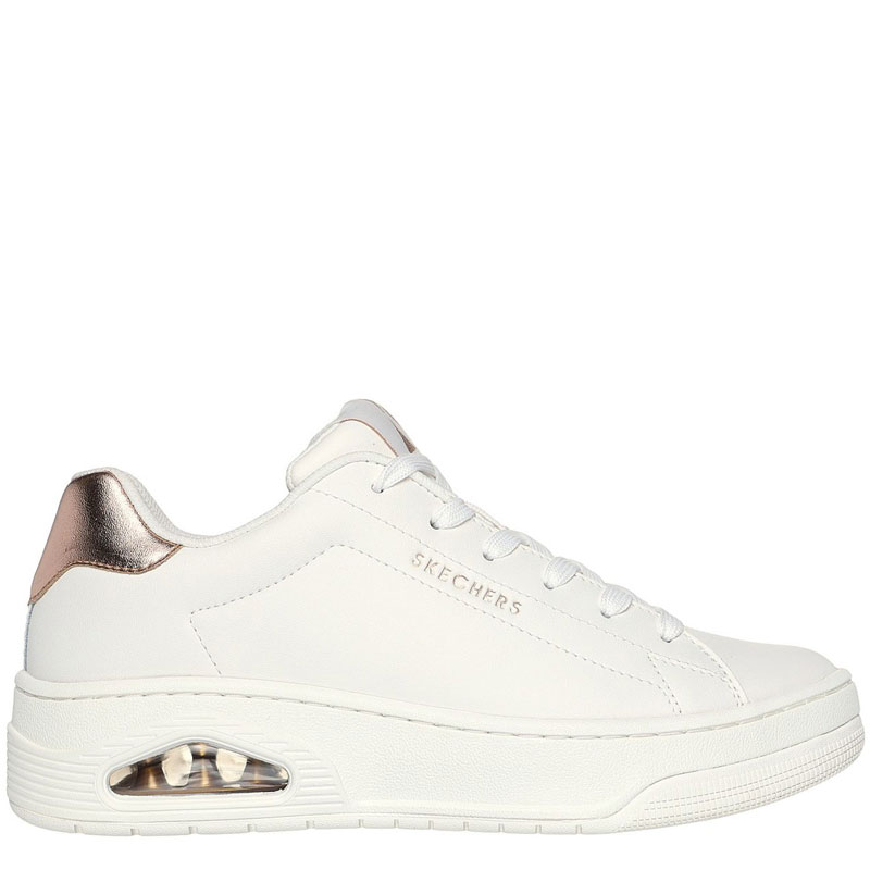 Skechers Metallic Mustache Duraleather Lace Up Court (177700-WHT)ΓΥΝΑΙΚΕΙΟ ΥΠΟΔΗΜΑ ΛΕΥΚΟ/ΧΡΥΣΟ