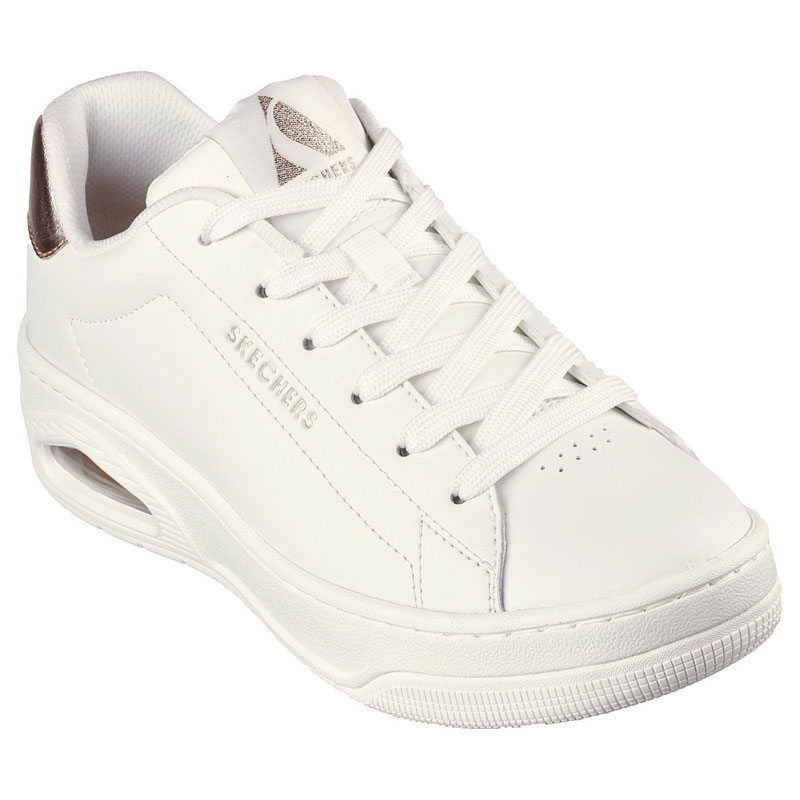 Skechers Metallic Mustache Duraleather Lace Up Court (177700-WHT)ΓΥΝΑΙΚΕΙΟ ΥΠΟΔΗΜΑ ΛΕΥΚΟ/ΧΡΥΣΟ