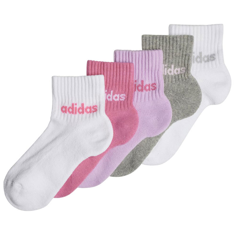 ADIDAS LINEAR ANKLE SOCKS 5 PAIRS KIDS (IR8229)ΠΑΙΔΙΚΕΣ ΚΑΛΤΣΕΣ 5 ΤΕΜΑΧΙΑ White / Pink Fusion / Bliss Lilac / Medium Grey Heather