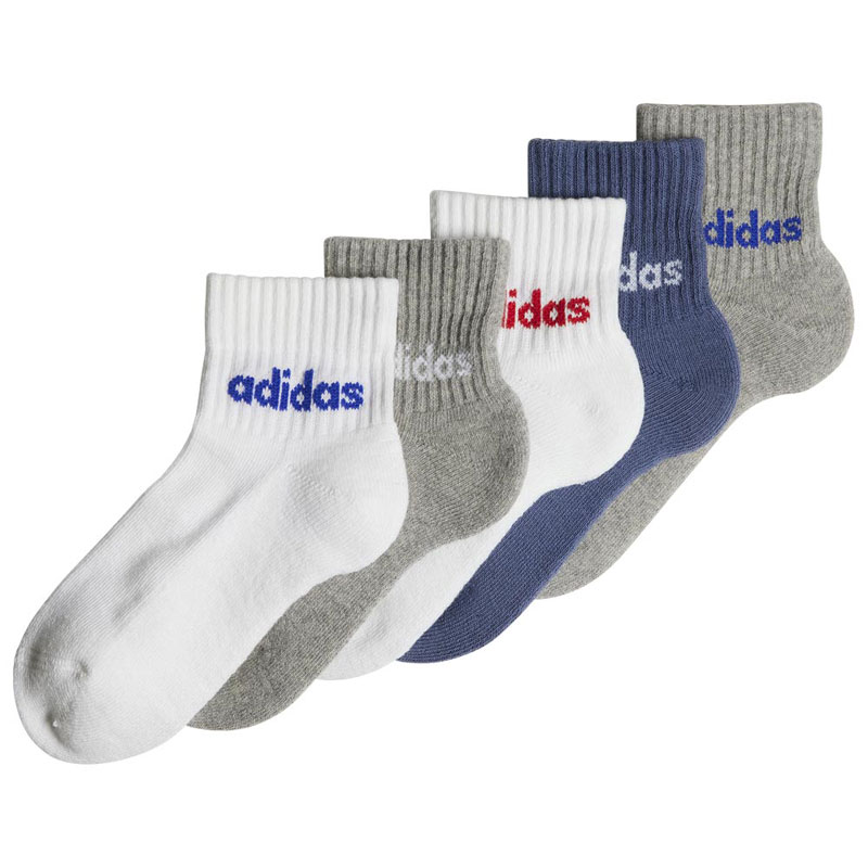 ADIDAS LINEAR ANKLE SOCKS 5 PAIRS KIDS (IR8230)ΠΑΙΔΙΚΕΣ ΚΑΛΤΣΕΣ 5 ΤΕΜΑΧΙΑ White / Medium Grey Heather / Preloved Ink