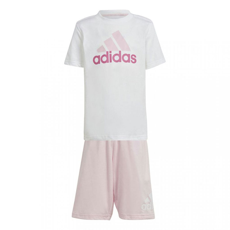 Adidas Badge of Sport Logo T-Shirt/Shorts Set Children (IQ4089)ΠΑΙΔΙΚΟ ΣΕΤ ΛΕΥΚΟ/ΡΟΖ