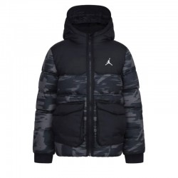 JORDAN FAUX DOWN JACKET KIDS (95D133-GAE)ΠΑΙΔΙΚΟ ΜΠΟΥΦΑΝ ΜΑΥΡΟ/ΓΚΡΙ