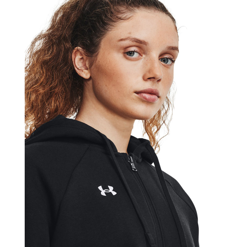 UNDER ARMOUR RIVAL FLEECE FZ HOODIE (1379497-001)Γυναικεία Ζακέτα Φούτερ με Κουκούλα Μαύρη