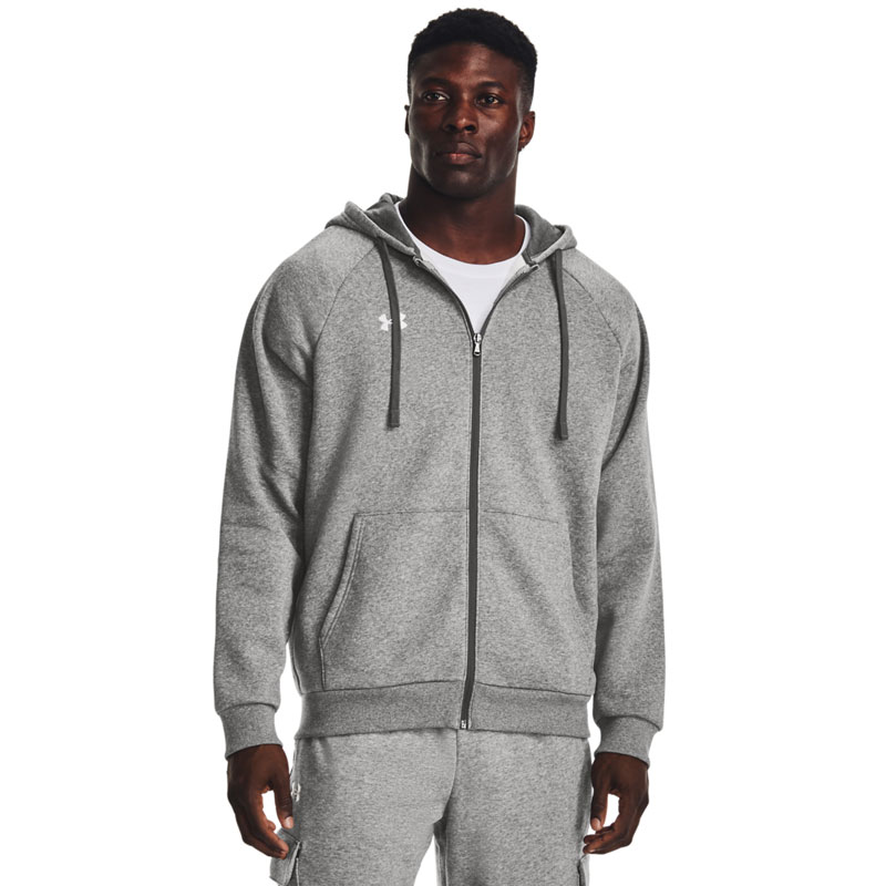 UNDER ARMOUR RIVAL FLEECE FZ HOODIE (1379767-025)Ανδρική Φούτερ Ζακέτα με Κουκούλα Γκρι