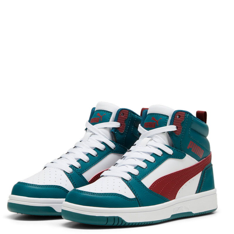 Puma Rebound V6 MID JR (393831-18)ΠΑΙΔΙΚΟ ΥΠΟΔΗΜΑ ΜΠΟΤΑΚΙ Cold Green/Alpine Snow