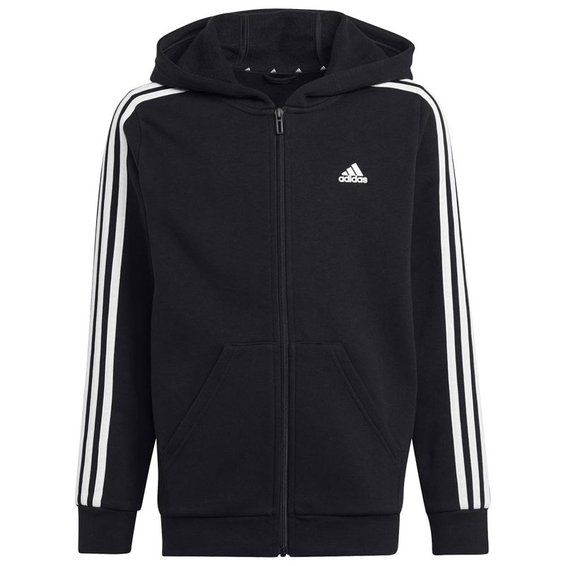 ADIDAS Essentials 3-Stripes Fleece Full-Zip Hoodie (HR6331)ΠΑΙΔΙΚΗ ΖΑΚΕΤΑ ΜΕ ΚΟΥΚΟΥΛΑ ΜΑΥΡΗ