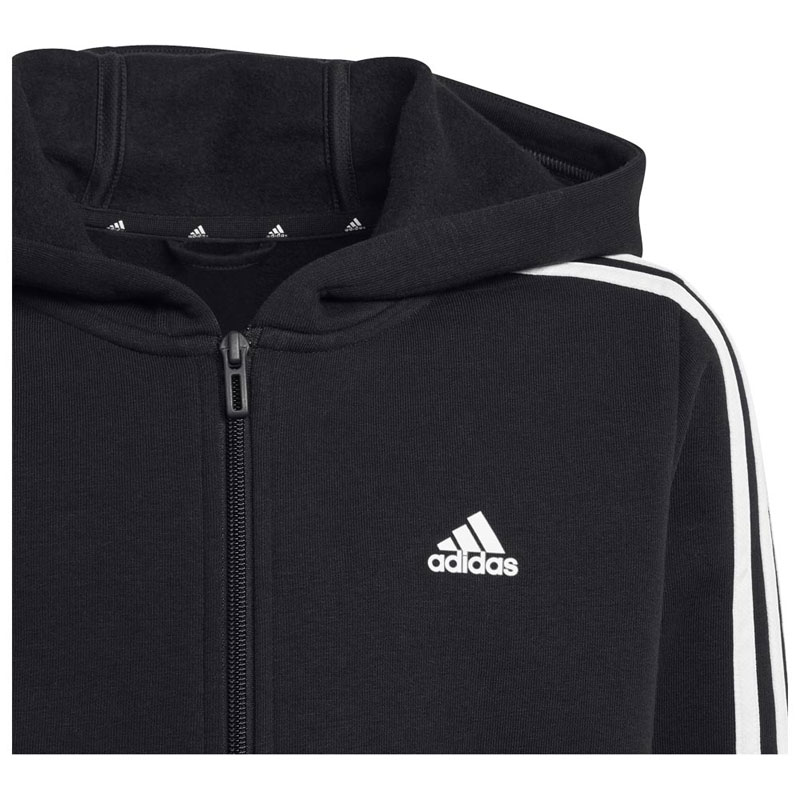 ADIDAS Essentials 3-Stripes Fleece Full-Zip Hoodie (HR6331)ΠΑΙΔΙΚΗ ΖΑΚΕΤΑ ΜΕ ΚΟΥΚΟΥΛΑ ΜΑΥΡΗ