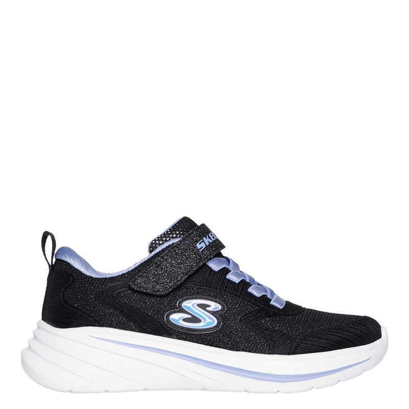 SKECHERS GORE AND STRAP SPARKLE MESH SNEAKER W/ SATIN OVERLAYS (303557L-BLK)ΠΑΙΔΙΚΑ ΠΑΠΟΥΤΣΙΑ ΜΑΥΡΟ/ΜΩΒ/ΛΕΥΚΟ