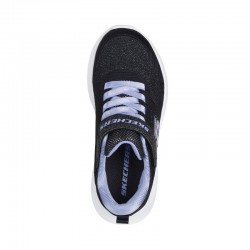 SKECHERS GORE AND STRAP SPARKLE MESH SNEAKER W/ SATIN OVERLAYS (303557L-BLK)ΠΑΙΔΙΚΑ ΠΑΠΟΥΤΣΙΑ ΜΑΥΡΟ/ΜΩΒ/ΛΕΥΚΟ