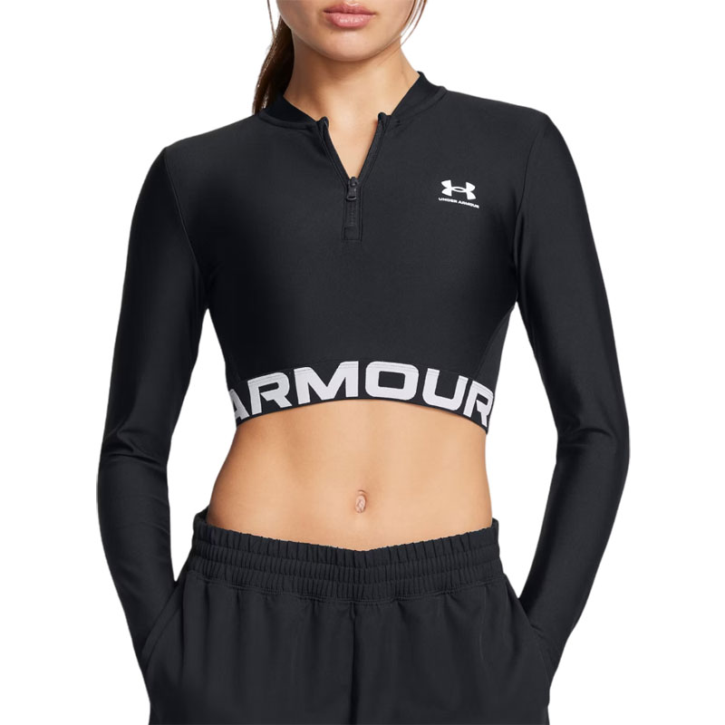 UNDER ARMOUR HeatGear Rib 1/4 Zip LS (1388692-001)ΓΥΝΑΙΚΕΙΑ TOP ΜΠΛΟΥΖΑ ΜΑΚΡΥΜΑΝΙΚΗ ΜΑΥΡΗ