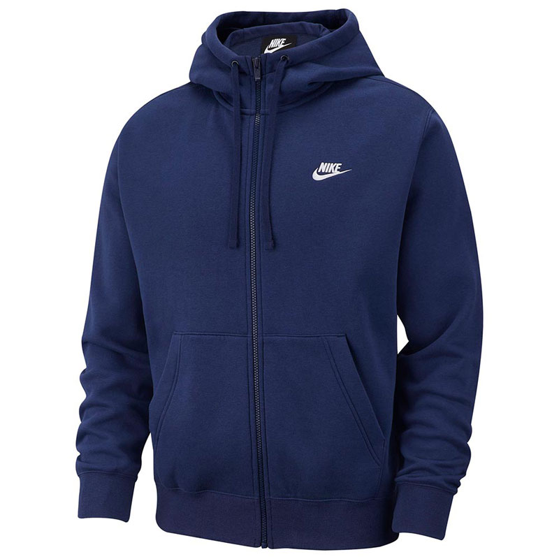 Nike Sportswear Club Fleece Full-Zip Hoodie (BV2645-410)Ανδρική Φούτερ Ζακέτα με Κουκούλα και Τσέπες Navy Μπλε