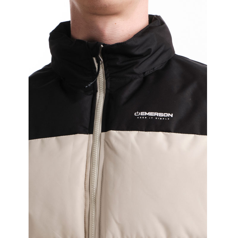 EMERSON MENS HOODED PUFFER JACKET (242.EM10.79-ECRU/BLACK)ΑΝΔΡΙΚΟ ΜΠΟΥΦΑΝ ΕΚΡΟΥ/ΜΑΥΡΟ