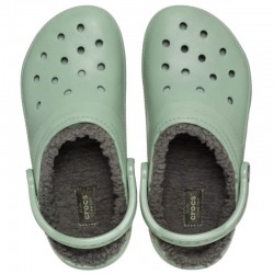 CROCS CLASSIC LINED CLOG Moss Green (203591-3WP)Σαμπό Πράσινα Με Γουνα