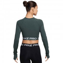 Nike Pro Dri-FIT (FV5484-338)Γυναικεία μακρυμάνικη crop μπλούζα Vintage Green/Λευκό