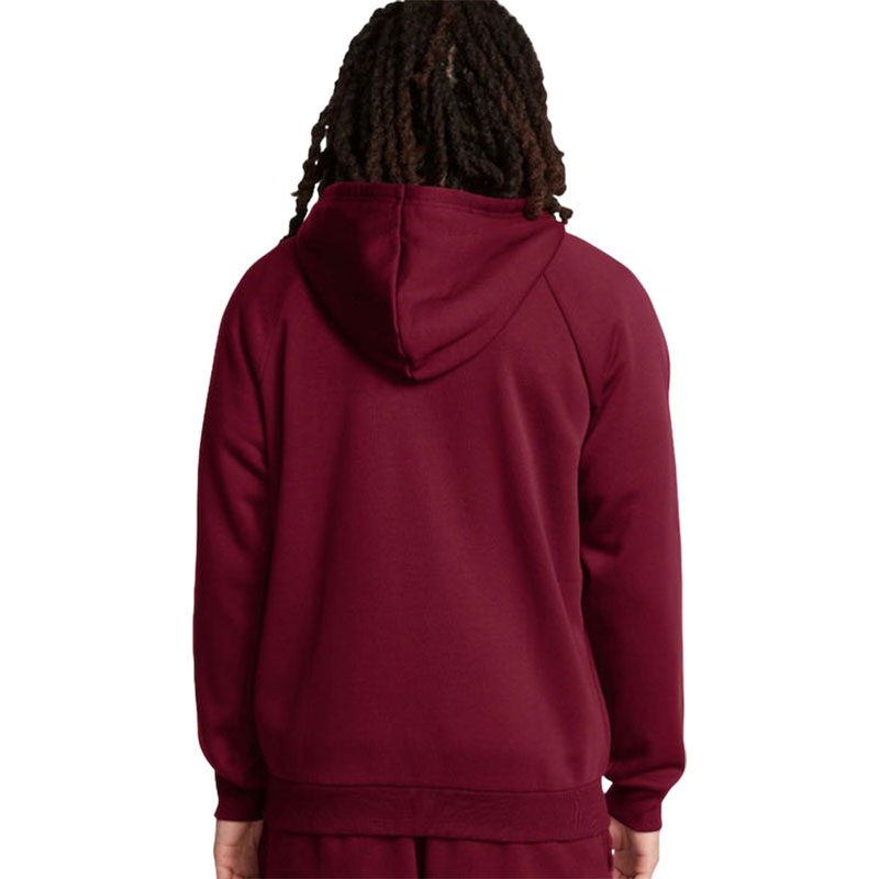 UNDER ARMOUR RIVAL FLEECE FZ HOODIE (1379767-625)Ανδρική Φούτερ Ζακέτα με Κουκούλα Μπορντώ