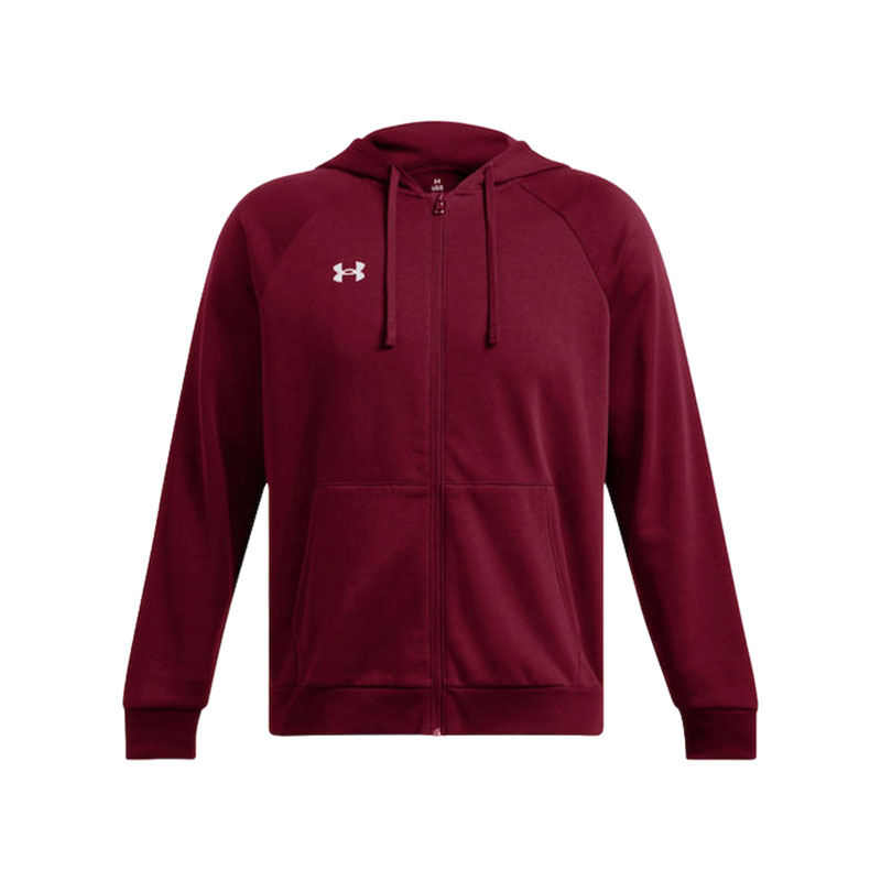 UNDER ARMOUR RIVAL FLEECE FZ HOODIE (1379767-625)Ανδρική Φούτερ Ζακέτα με Κουκούλα Μπορντώ