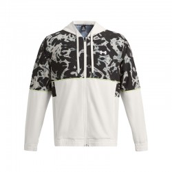 UNDER ARMOUR BASELINE PRTD WOVEN JACKET (1387573-114)ΑΝΔΡΙΚΗ ΖΑΚΕΤΑ ΜΕ ΚΟΥΚΟΥΛΑ White Clay/Retro Green/White Clay