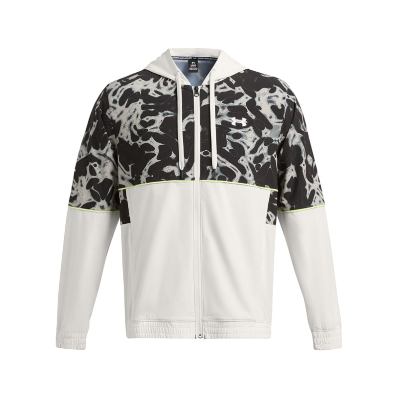 UNDER ARMOUR BASELINE PRTD WOVEN JACKET (1387573-114)ΑΝΔΡΙΚΗ ΖΑΚΕΤΑ ΜΕ ΚΟΥΚΟΥΛΑ White Clay/Retro Green/White Clay