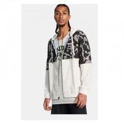 UNDER ARMOUR BASELINE PRTD WOVEN JACKET (1387573-114)ΑΝΔΡΙΚΗ ΖΑΚΕΤΑ ΜΕ ΚΟΥΚΟΥΛΑ White Clay/Retro Green/White Clay