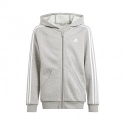 ADIDAS ESSENTIALS 3-STRIPES FLEECE FULL-ZIP HOODIE (IS3241)ΠΑΙΔΙΚΗ ΖΑΚΕΤΑ ΓΚΡΙ