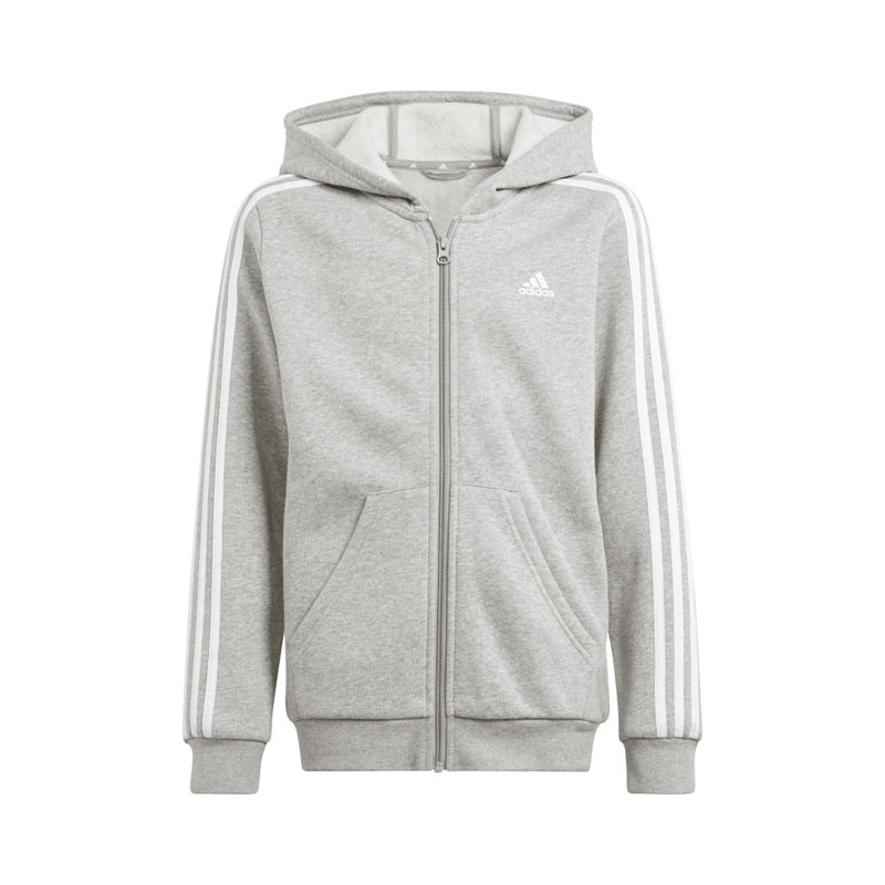 ADIDAS ESSENTIALS 3-STRIPES FLEECE FULL-ZIP HOODIE (IS3241)ΠΑΙΔΙΚΗ ΖΑΚΕΤΑ ΓΚΡΙ