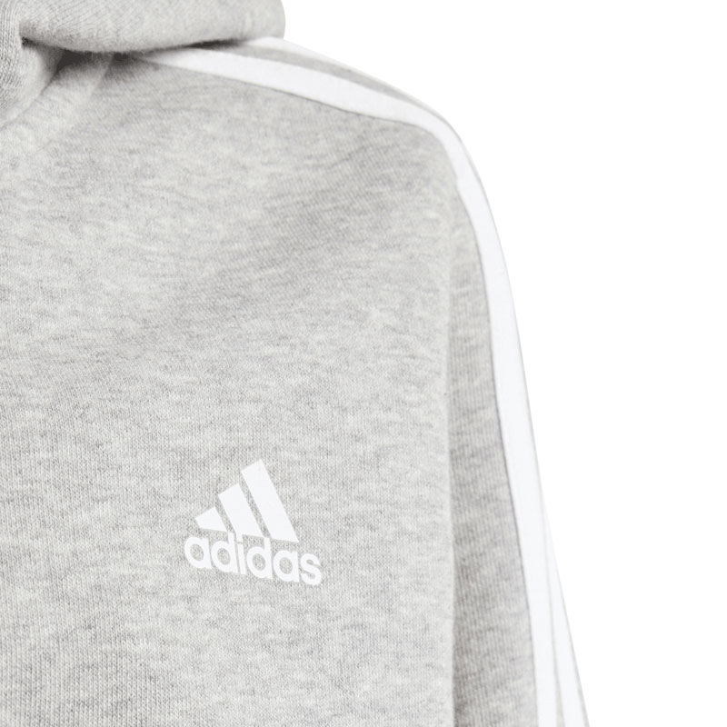 ADIDAS ESSENTIALS 3-STRIPES FLEECE FULL-ZIP HOODIE (IS3241)ΠΑΙΔΙΚΗ ΖΑΚΕΤΑ ΓΚΡΙ