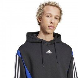 ADIDAS SPORTSWEAR HOODIE MENS (JJ1537)ΑΝΔΡΙΚΗ ΦΟΥΤΕΡ ΜΠΛΟΥΖΑ ΜΕ ΚΟΥΚΟΥΛΑ BLACK/WHITE/BLUE