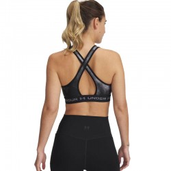 UNDER ARMOUR Mid Crossback Printed Sports Bra (1361042-012)ΓΥΝΑΙΚΕΙΟ ΜΠΟΥΣΤΑΚΙ Black/Titan Grey