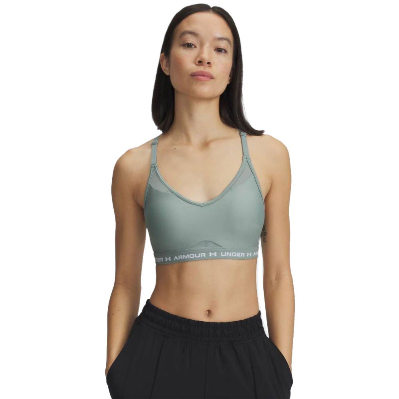 Under Armour UA Crossback Low Bra (1386424-348)ΓΥΝΑΙΚΕΙΟ ΜΠΟΥΣΤΑΚΙ Silica Green/White