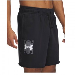 UNDER ARMOUR RIVAL TERRY LOGO SHORTS 8IN (1390147-001)ΑΝΔΡΙΚΗ ΒΕΡΜΟΥΔΑ Black/Castlerock/White