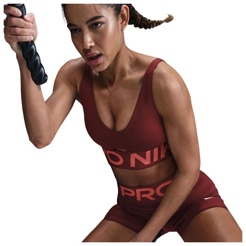 Nike Pro Indy Plunge Support Padded Sports Bra (HF7324-619)ΓΥΝΑΙΚΕΙΟ ΜΠΟΥΣΤΑΚΙ Dark Team Red/Magic Ember/White