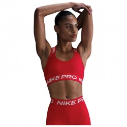 Nike Pro Bra TT (HF5372-657)Αθλητικός στηθόδεσμος ελαφριάς στήριξης με ενίσχυση University Red/University Red/Λευκό