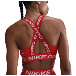 Nike Pro Bra TT (HF5372-657)Αθλητικός στηθόδεσμος ελαφριάς στήριξης με ενίσχυση University Red/University Red/Λευκό