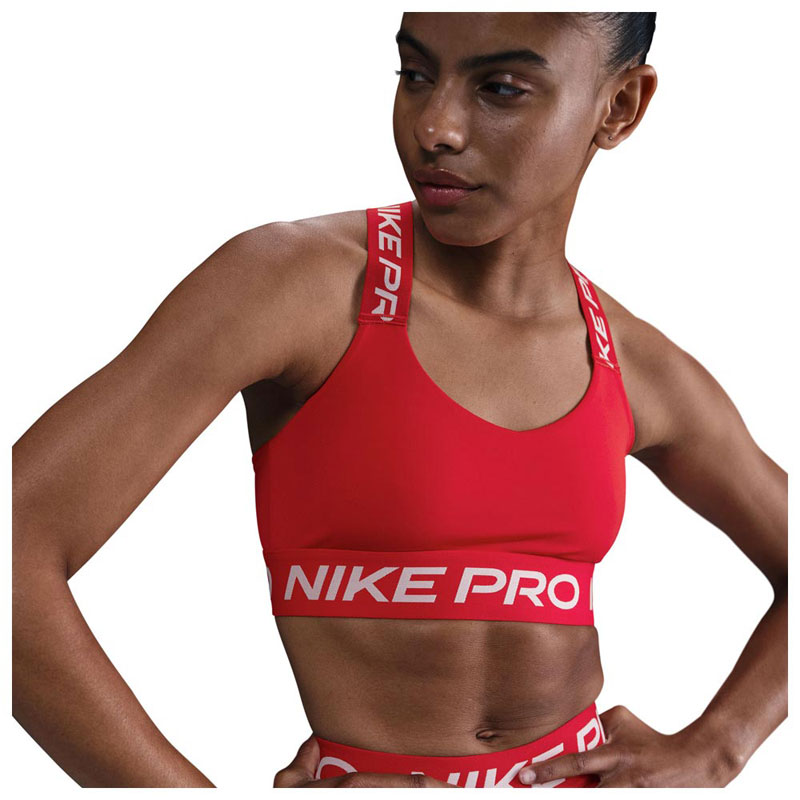 Nike Pro Bra TT (HF5372-657)Αθλητικός στηθόδεσμος ελαφριάς στήριξης με ενίσχυση University Red/University Red/Λευκό