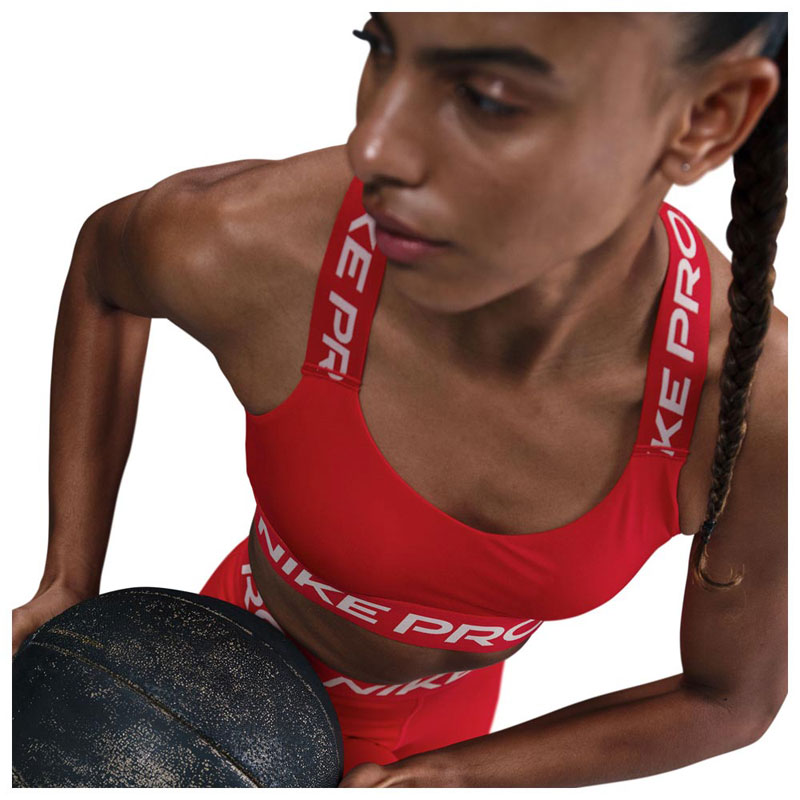 Nike Pro Bra TT (HF5372-657)Αθλητικός στηθόδεσμος ελαφριάς στήριξης με ενίσχυση University Red/University Red/Λευκό