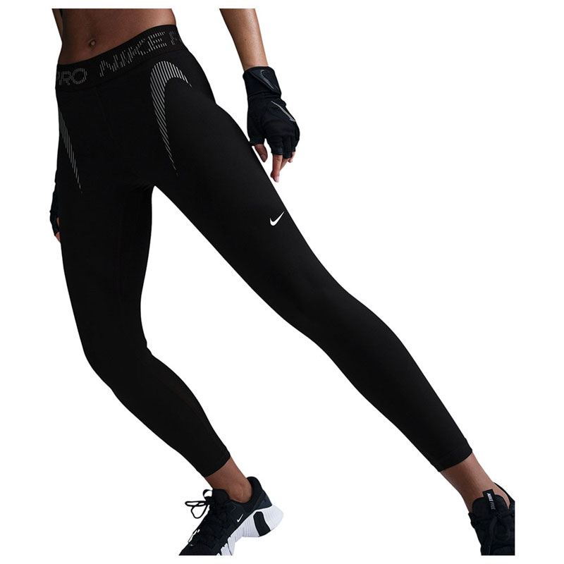 Nike Pro W NP DF MR 7/8 TIGHT TT GRX (HJ1219-010)Γυναικείο κολάν μεσαίου καβάλου 7/8 με σχέδιο Μαύρο/Cool Grey/Λευκό